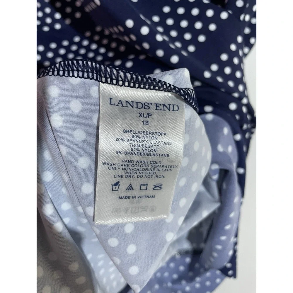Lands End Swim Dress XL/P Blue Cover Up Beachy Vacation Resort Cruise UPF‎